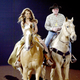 Beyoncé arrives on horseback to perform for her hometown crowd at the Houston Livestock Show and Rodeo on March 18, 2004. (Frank Micelotta/Getty Images)